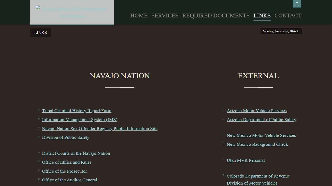 Navajo Nation Office Background Investigations > Links